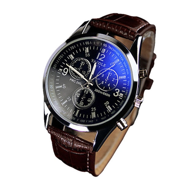 Mens Analog Quartz Watch With Leather Strap