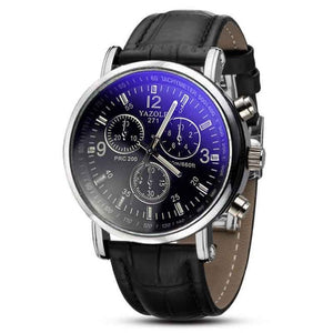 Mens Analog Quartz Watch With Leather Strap