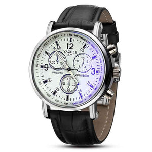 Mens Analog Quartz Watch With Leather Strap