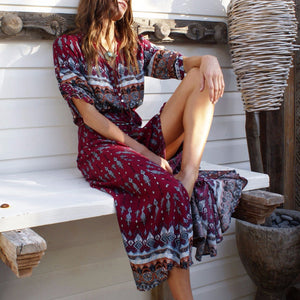 Bohemian V-neck Long Maxi Dresses